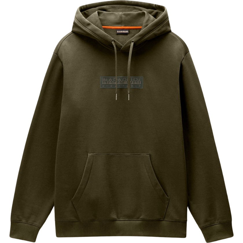 2026 Napapijri Mens Box Logo Hoodie NP0A8BLTG1F - Olive Night